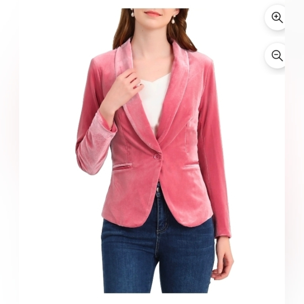 Allegra K Women's Pink Velvet Blazer